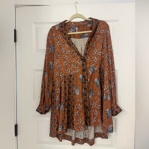 Free people, silky, long sleeve dress